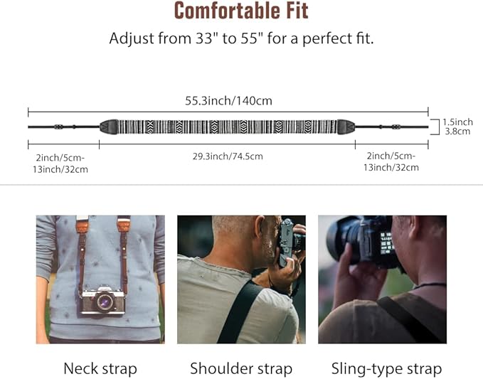 MoKo Camera Strap, Retro Cotton Canvas Woven Strap Universal Shoulder Neck - Image 4