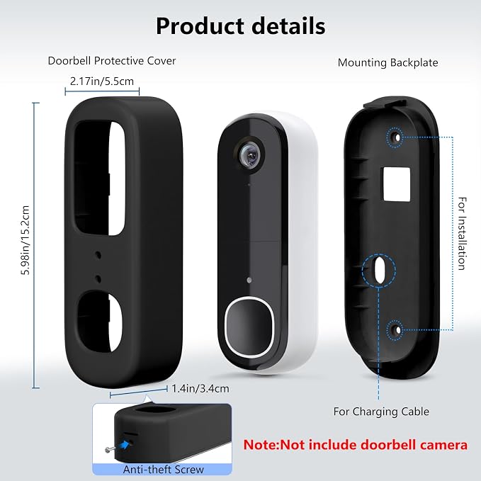 Anti-Theft Doorbell Bracket for Arlo Video Doorbell 2K, Easy No-Drill Mounting - Image 3