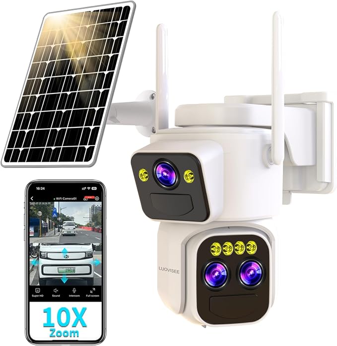 Triple-Lens Solar Security Cameras Wireless Outdoor, 360 PTZ Cameras - Image 2