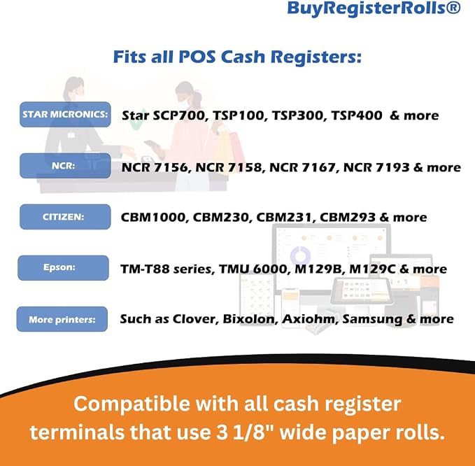 BPS Free Thermal Paper 3 1/8" x 230 ft Climate Friendly Receipt Rolls fits all - Image 3