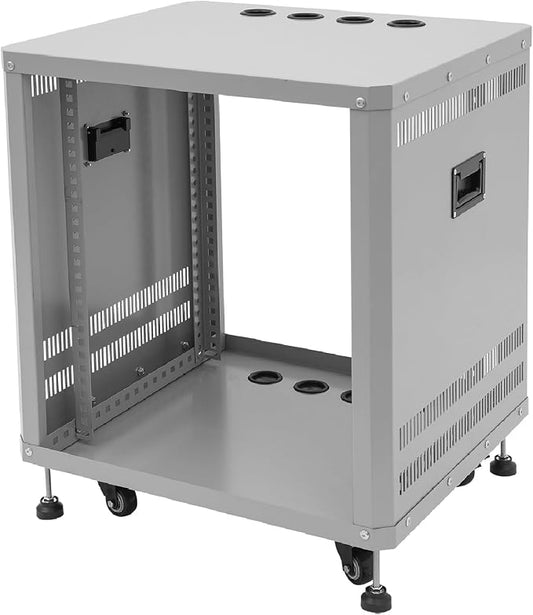 12U Stereo & Studio Rack with Wheels, Open Frame Audio Rack Cabinet, Rolling by Pinelicorn