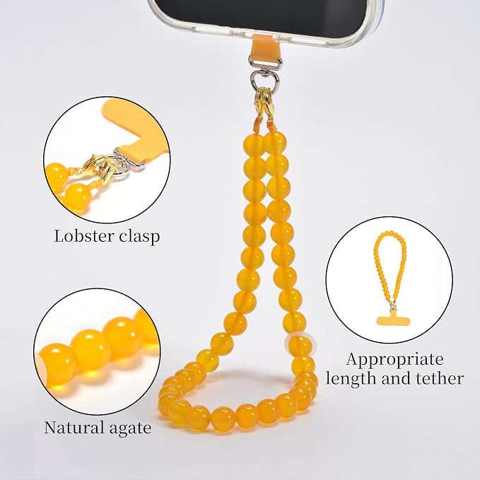Agate Beaded Phone Wrist Strap for Women Men Stone Beads Charm Handmade - Image 3