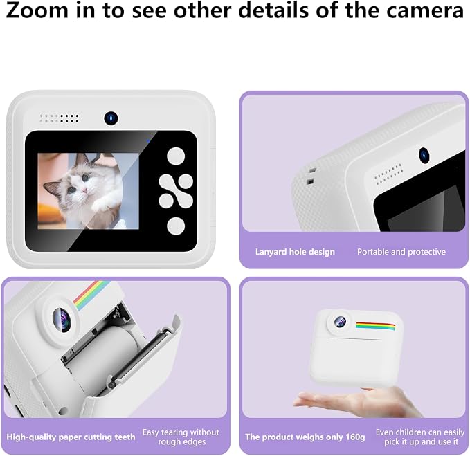 Kids Camera Instant Print with Color Printing Paper and Protective Case 32GB - Image 8