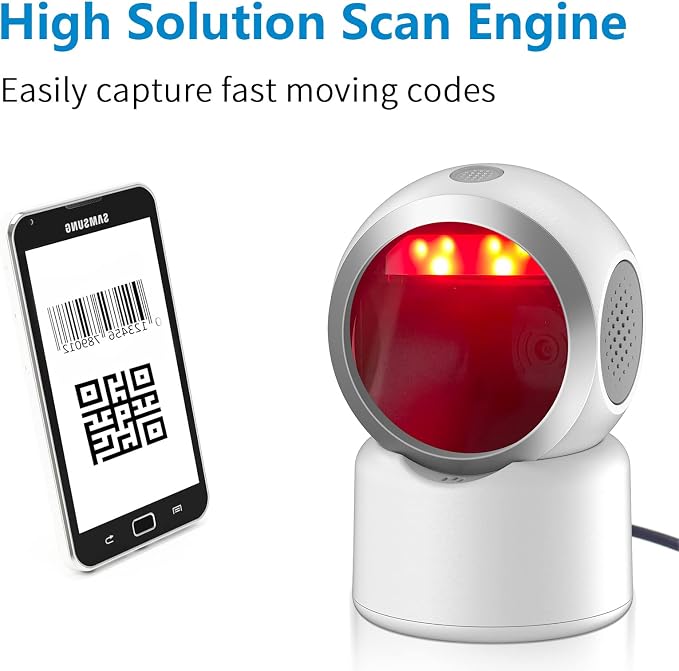 2D QR Barcode Scanner Omnidirectional Hands-Free USB Automatic Barcode Reader - Image 3