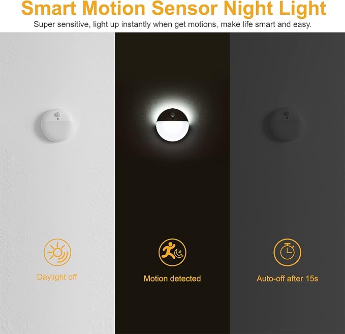 YUNLEX 2 Pack Battery Night Light, Toilet Lights, 2.6" Small Motion Senor Light - Image 3