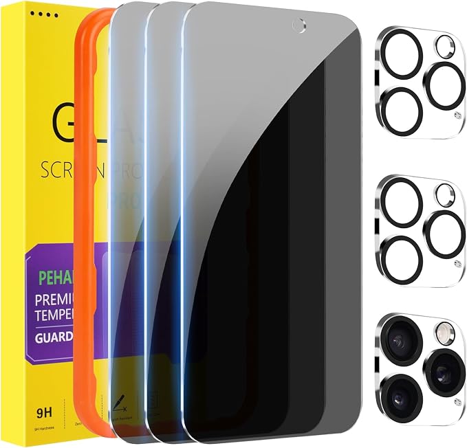 PEHAEL 3+3 Pack for iPhone 16 Pro Max Privacy Screen Protector by PEHAEL