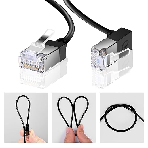 90° Downward Angled Cat 6A Ethernet Ultra Slim Cable 3.3 Feet 2Pack, Flexible - Image 3