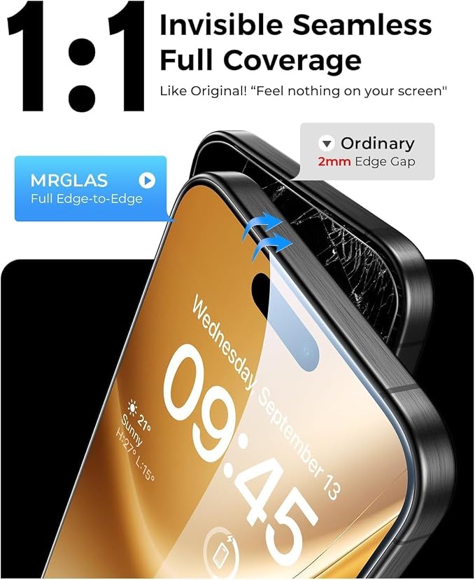 MRGLAS 4-Pack TOP 9H+ Glass for iPhone 16 Screen Protector UNBREAK Tempered - Image 4