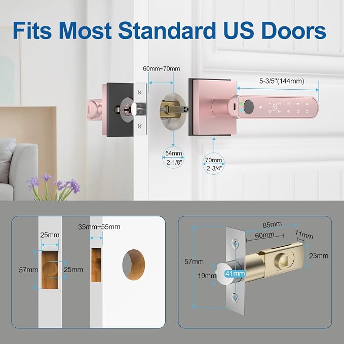 BIWIBON Fingerprint Door Lock, 5 in 1 Finger Print Door Knob - Image 7