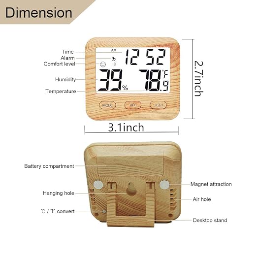 Digital Hygrometer Indoor Thermometer, Temperature Humidity Gauge - Image 3