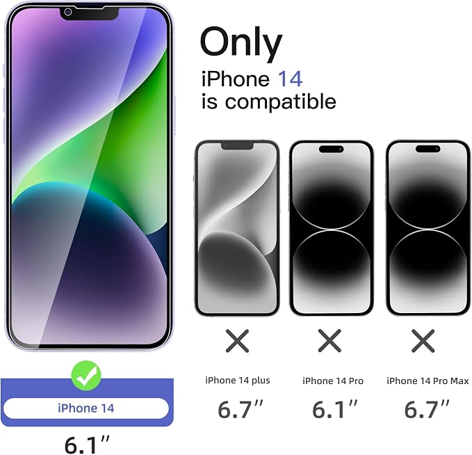 NEW'C 3x Privacy for iPhone 14 Screen Protector+ 3x Camera Lens Protector - Image 2