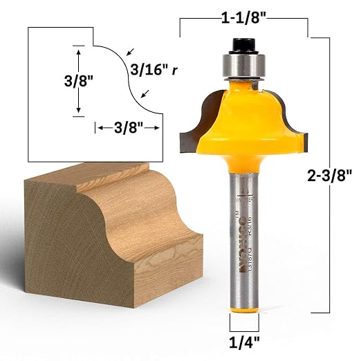YONICO Roman Ogee Router Bits Edge Forming 3/8-Inch 1/4-Inch Shank 13187q - Image 8