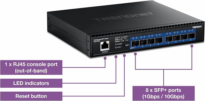 TRENDnet 8-Port 10G Layer 2 Managed SFP+ Switch, 8 x 10G SFP+ Ports, Web-Based - Image 4