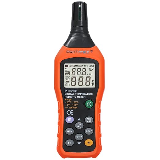 Protmex PT6508 Temperature Humidity Meter, Digital Thermometer Hygrometer by Protmex