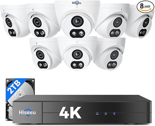 【121°Wide View+4K HD】 Hiseeu 4K Security Camera System, No Monthly Fee by Hiseeu