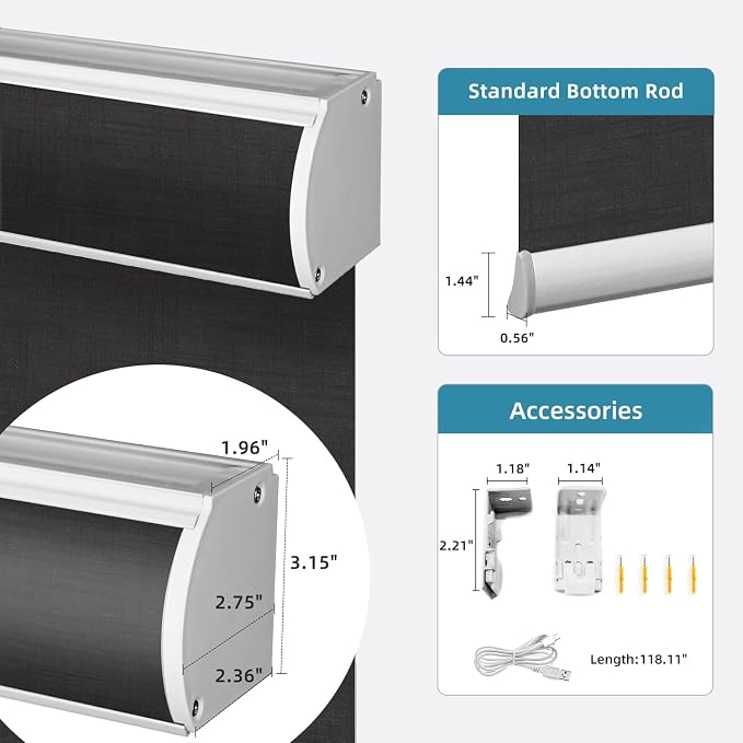SmartWings Motorized Light Filtering Roller Shades 60% Blackout Work - Image 7
