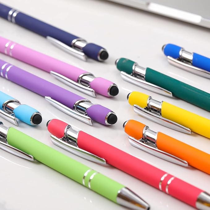 Oddmoal Ballpoint Pen with Stylus Tip, Soft Touch Click Metal Pen, 1.0mm Medium - Image 6