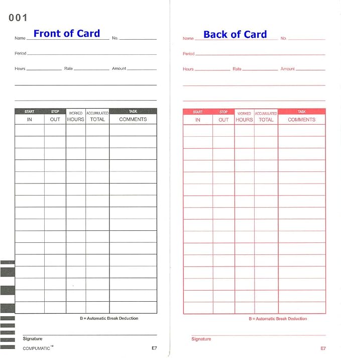 500 Lathem 7000E 7500E Time Clock Cards, E7 Compatible by COMPUMATIC