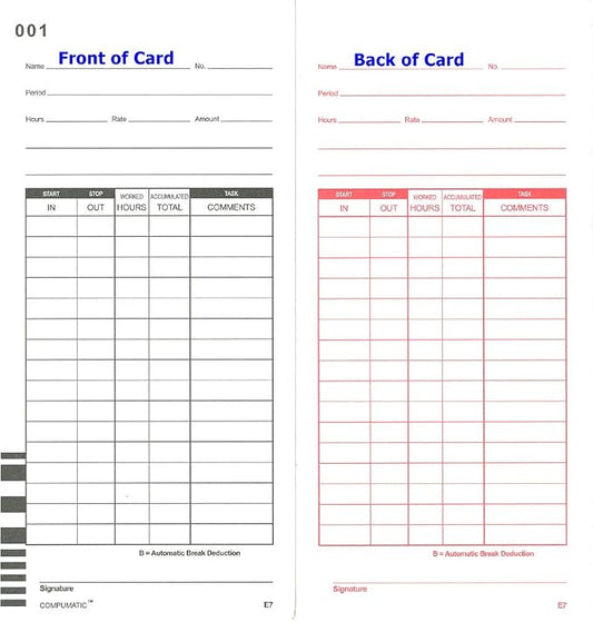 500 Lathem 7000E 7500E Time Clock Cards, E7 Compatible by COMPUMATIC