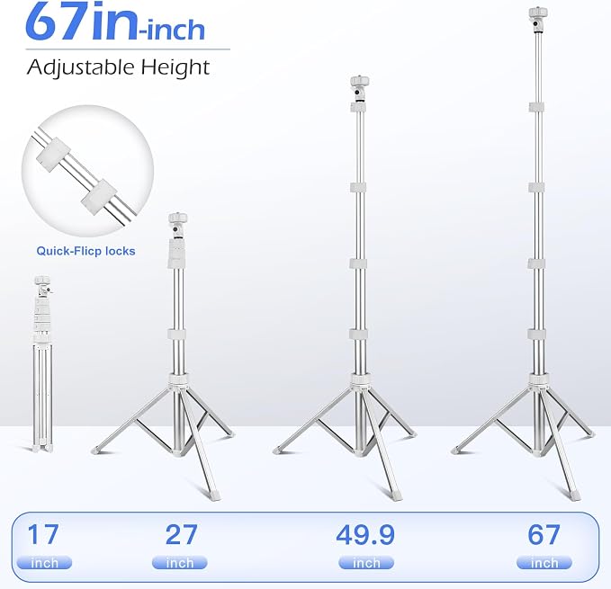 Sensyne 67" Phone Tripod & Selfie Stick, Extendable iPhone Tripod Stand - Image 4