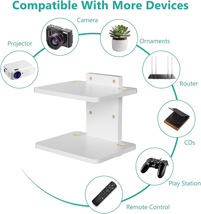 WALI Floating TV Shelf, 2 Tier Projector Shelf - Image 3