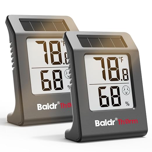 2.2'' Digital Thermometer and Hygrometer Meter, Solar-Powered Indoor by BaldrTherm