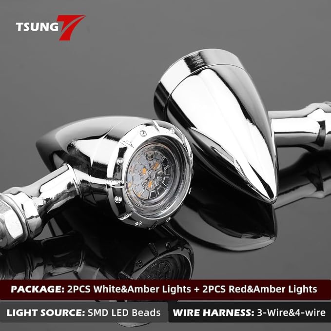 TSUNG 4PCS Motorcycle Bullet LED Front Rear Turn Signal Light SMD Blinker - Image 2