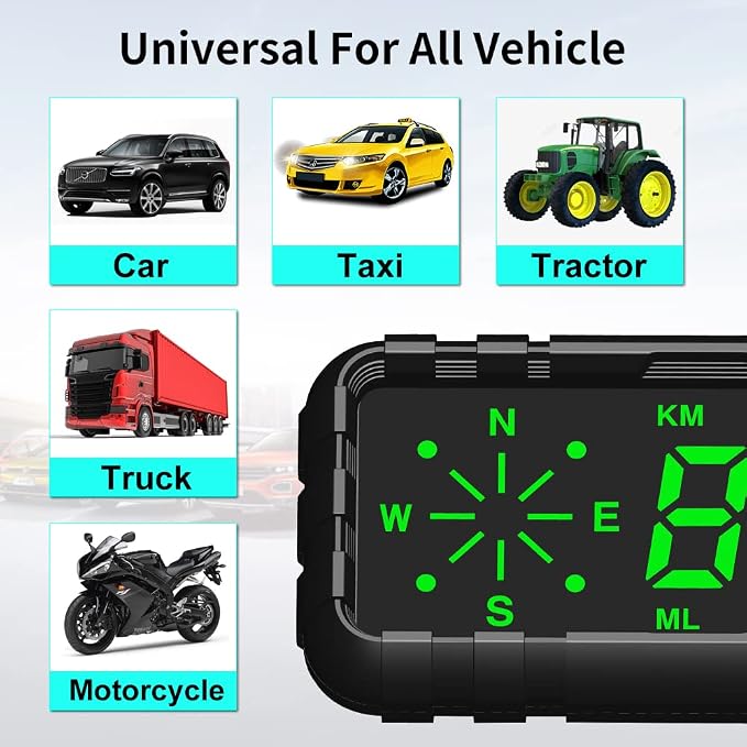Kingneed HUD Speedometer Odometer Compass Head Up Display GPS Digital Display - Image 4