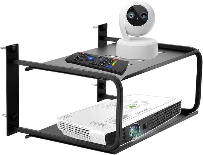 Tookie 2 Layers Projector Shelf, Wall Mount Double Floating Shelf Under TV - Image 9