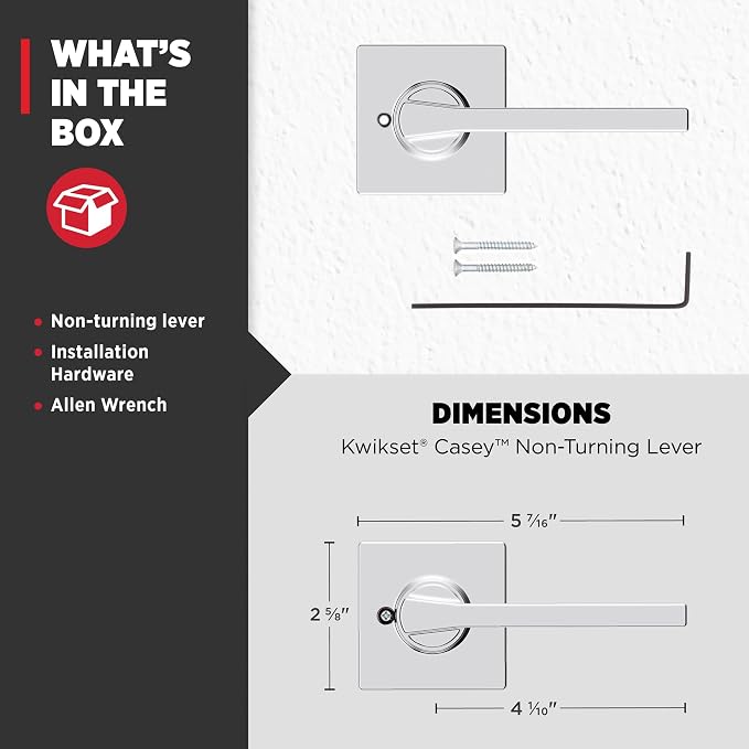 Kwikset Casey Dummy Door Handle, Single Sided Lever - Image 8
