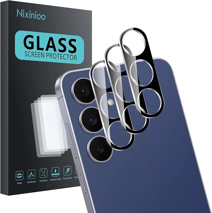 3 Pack Camera Lens Protector for Samsung Galaxy S25 Fe, Tempered Glass by Unknown