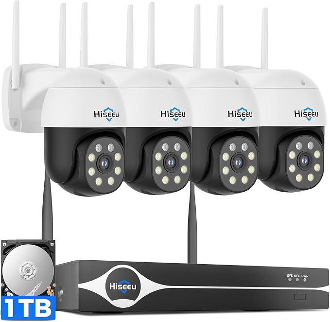 Hiseeu 4K Security Cameras Wireless Outdoor, 8MP 4-Cam Kit, 5G & 2.4G WiFi by Hiseeu