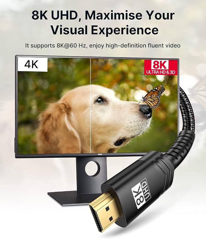 JSAUX 8K HDMI Cable 2.1 2 Pack 6ft, 48Gbps Ultra High Speed HDMI Cable Braided - Image 2