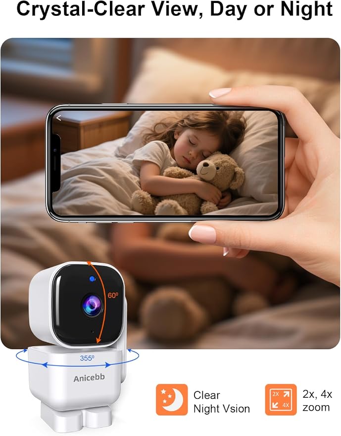 Smart Baby Monitor with 2 Cameras and Phone App, Dual Mode, Auto Motion Tracking - Image 4