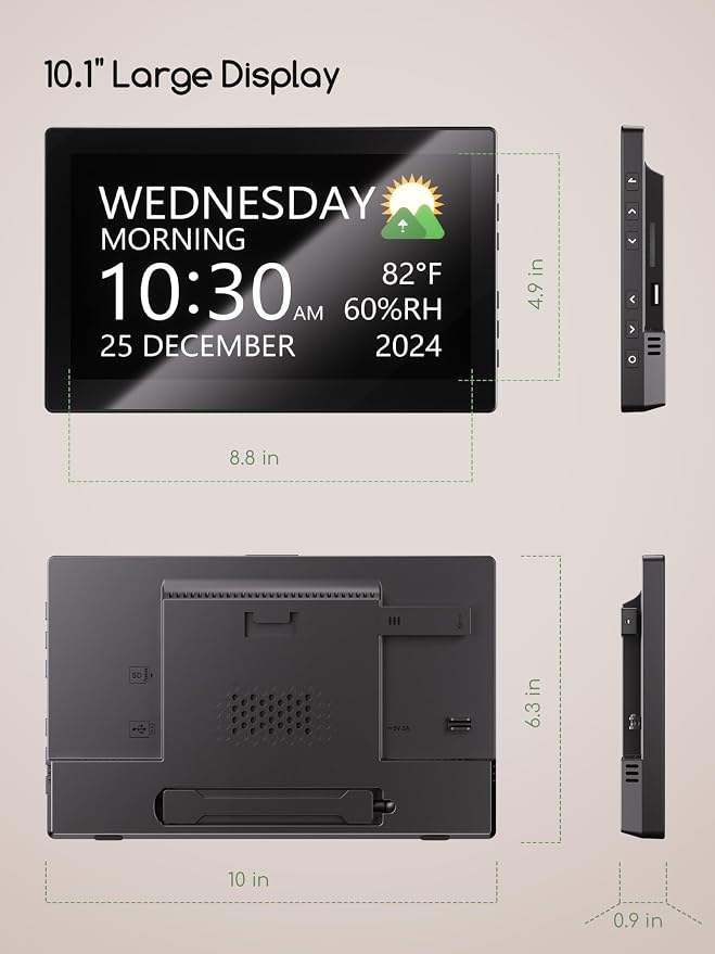 Raynic Digital Clock, 10.1 Inch Large Display Calendar Clock - Image 8