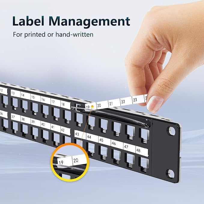 48Port Blank Keystone Patch Panel Rackmount&Wall Mount 1U 19-inch Network Patch - Image 4