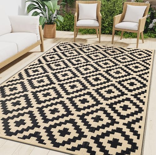 Smiry Outdoor Rug 5x8 ft Waterproof Reversible Boho Mat by Smiry