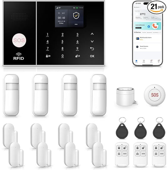 21Piece Wireless Home Security Systems, WiFi+4G App Control withReal-Time Alert by PGST