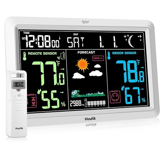 Weather Station with Atomic Clock Indoor Outdoor Thermometer Wireless, Humidity by Hodik