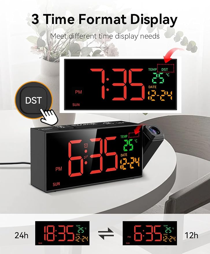 Netzu Projection Clock for Bedroom Ceiling, Alarm Clocks - Image 6