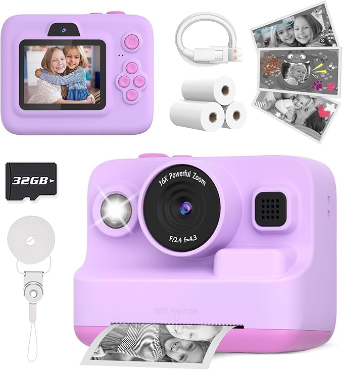 Yehtta Kids Camera Instant Print, Dual-Lens Front Rear Selfie Camera by Yehtta