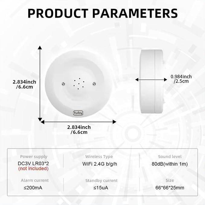 TUBY WiFi Water Leak Detector – No Hub Required, Easy Installation Smart Sensor - Image 9