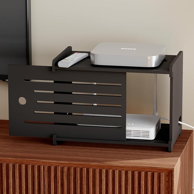 Wooden WiFi Router Storage Box Hider Shelf, Decorative Projector Box Hider Rack by Haidaiya