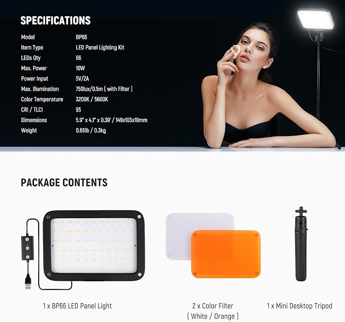 NEEWER BASICS LED Video Panel Light, Bi Color Dimmable Video Conference - Image 8