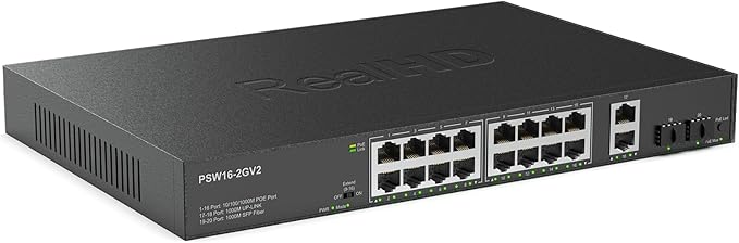 16 Port Full Gigabit PoE Switch by RealHD