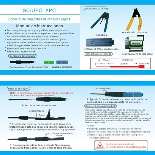 20 pcs SC-APC Fiber Optic Quick Assembly Connector Fiber Optic Fast Connectors - Image 7