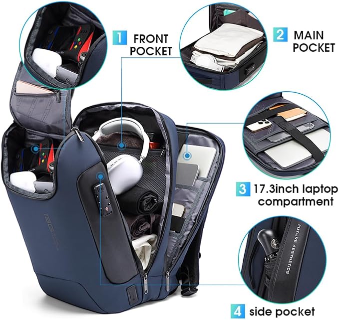BANGE Mens Business Backpack for Work, Computer Backpacks for Laptops for 17.3 - Image 2