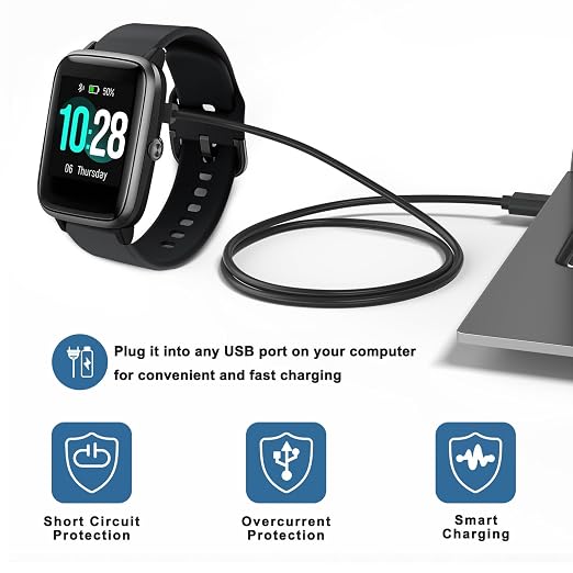 Meliya VeryFit Smartwatch Charger Cable, Magnetic 2 Pin Charging Cable - Image 8