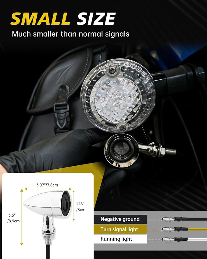TSUNG Universal Motorcycle LED Turn Signals Lights Small Bullet Front Rear - Image 7
