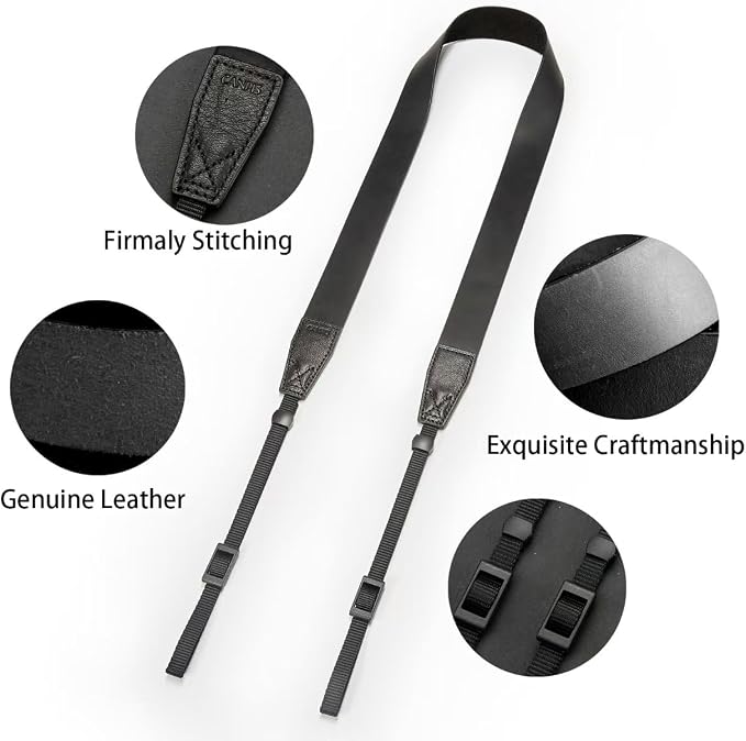 Crazy Horse Leather Camera Strap, Vintage Camera Strap, Adjustable Camera Neck - Image 3